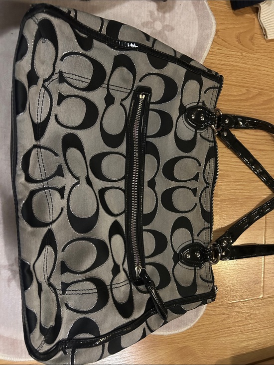 Coach Handbags - Coach Black and Gray Signature Shoulder Bag